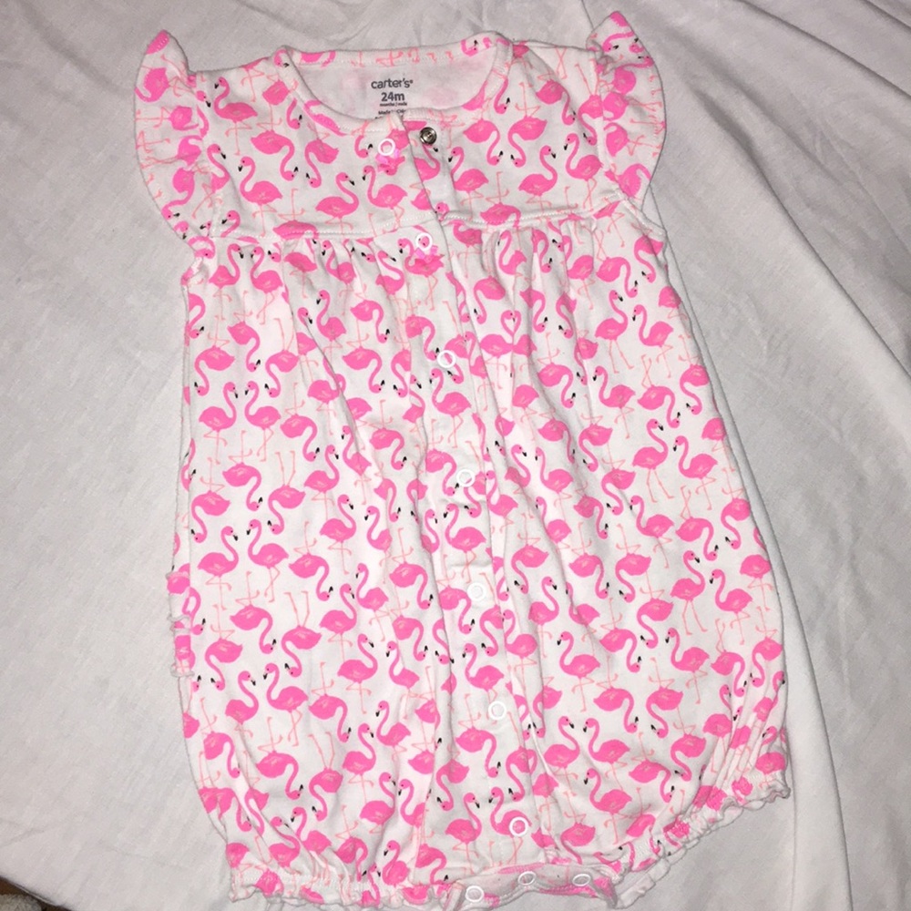 Baby girl pink flamingo romper, 24 months